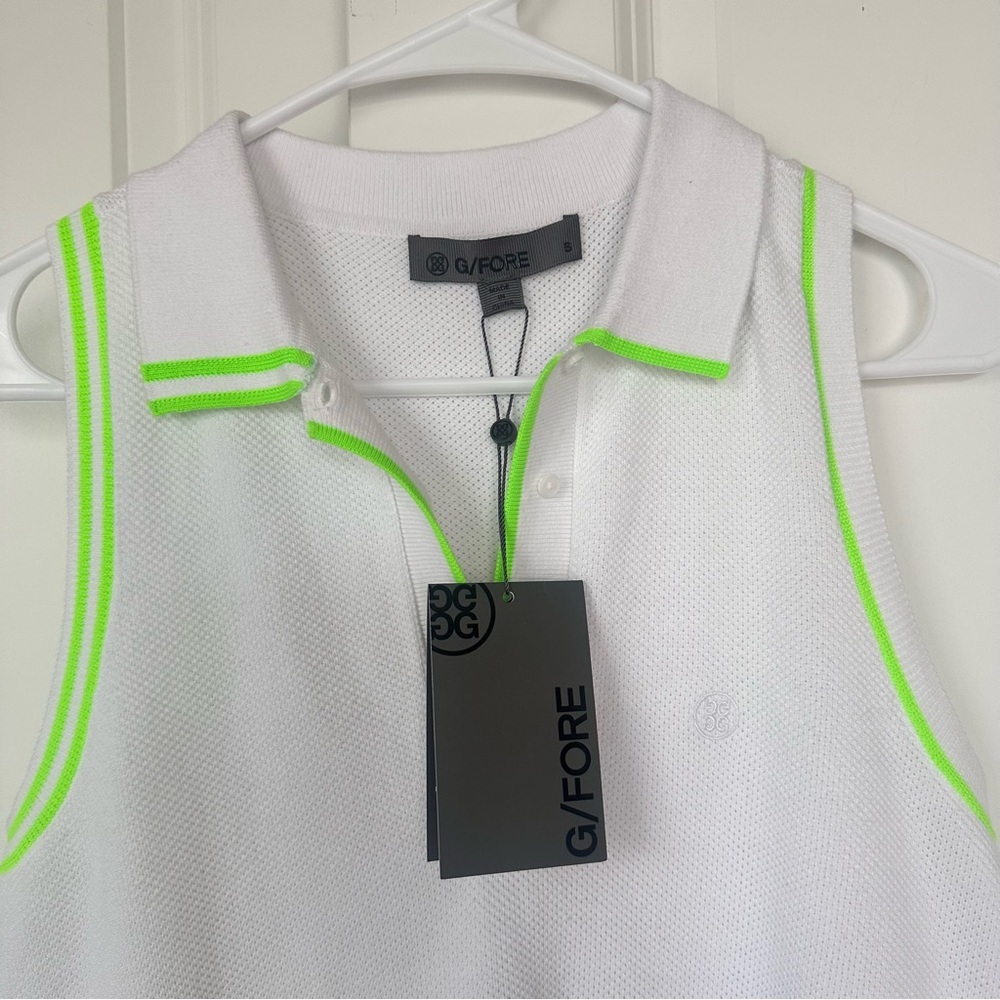 New G/FORE Pique Polo Women’s COTTON SLEEVELESS Golf DRESS Small White Snow $226 - Picture 5 of 16